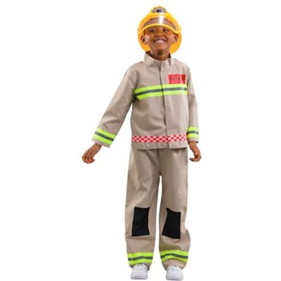 Pretend to Bee Deluxe brandman maskeraddräkt för barn, 3-5 år, beige och gul Pretend to Bee Deluxe brandman maskeraddräkt för barn, 3-5 år, beige och gul