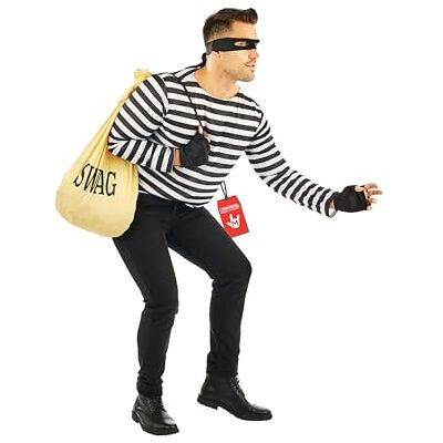 Fun Shack Rånardräkt för män Bankrånare utklädnad Tjuvdräkt för Halloween, En storlek Fun Shack Rånardräkt för män Bankrånare utklädnad Tjuvdräkt för Halloween, En storlek