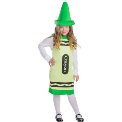 Dress Up America Grön Kritdräkt och Crayon Kostym för Barn Rolig Grön Krita Kostym för Barn Färgglad Tunika med Konisk Hatt för Halloween, Temafester och Maskerad Dress Up America Grön Kritdräkt och Crayon Kostym för Barn Rolig Grön Krita Kostym för Barn Färgglad Tunika med Konisk Hatt för Halloween, Temafester och Maskerad