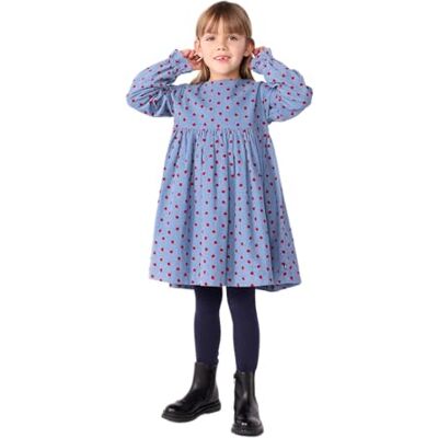 Petit Bateau Långärmad klänning i sammet med tryck Petit Bateau Långärmad klänning i sammet med tryck