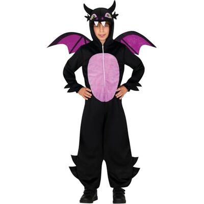 FIESTAS GUIRCA Barnens svarta drakdräkt (5-6/år) apa, huva och vingar djurdräkter och mytiska varelser för Halloween och maskeradfester perfekt för barn svart och lila FIESTAS GUIRCA Barnens svarta drakdräkt (5-6/år) apa, huva och vingar djurdräkter och mytiska varelser för Halloween och maskeradfester perfekt för barn svart och lila