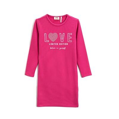 Koton flickor Love Printed Basic Dress Ribbed Klänning Koton flickor Love Printed Basic Dress Ribbed Klänning