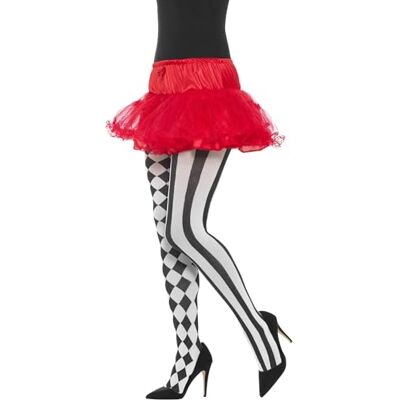 Smiffys Harlequin Tights, White & Black Smiffys Harlequin Tights, White & Black