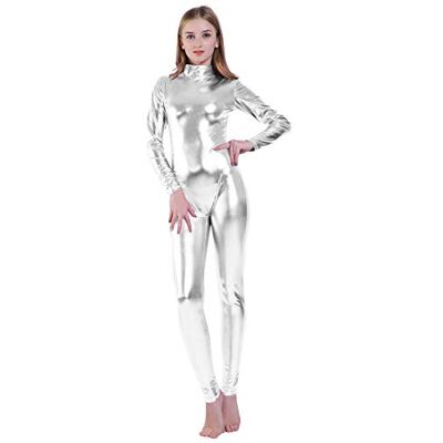 Kepblom Zentai-dräkt, trikå, glänsande, metallisk, polokrage, långärmad, fotlös, kattdräkt, danskläder, SILVER, M Kepblom Zentai-dräkt, trikå, glänsande, metallisk, polokrage, långärmad, fotlös, kattdräkt, danskläder, SILVER, M