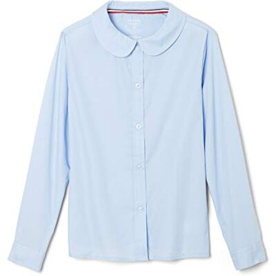 French Toast Flickors långärmad vävd blus med Peter Pan krage (Standard & Plus) French Toast Flickors långärmad vävd blus med Peter Pan krage (Standard & Plus)