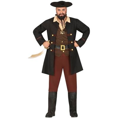 FIESTAS GUIRCA Piratdräkt med stil för män kapten piratdräkt för män inkluderar piratmössa storlek XXL FIESTAS GUIRCA Piratdräkt med stil för män kapten piratdräkt för män inkluderar piratmössa storlek XXL