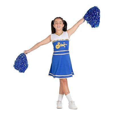Ciao Cheerleader utklädnad för flickor (storlek 8–10 år) med pom poms, blå Ciao Cheerleader utklädnad för flickor (storlek 8–10 år) med pom poms, blå
