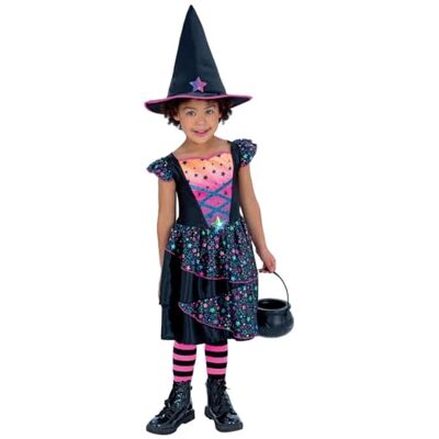 Smiffys Neon Star Witch med klänning och hatt, halloween barn maskeradklänning, halloween utklädningskostymer Smiffys Neon Star Witch med klänning och hatt, halloween barn maskeradklänning, halloween utklädningskostymer