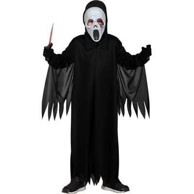 FIESTAS GUIRCA Ghost Assassin kostym för barn (7–9 år) huva och tunika spöken och mördardräkter för halloween, karneval och kostymfester perfekt för barn svart FIESTAS GUIRCA Ghost Assassin kostym för barn (7–9 år) huva och tunika spöken och mördardräkter för halloween, karneval och kostymfester perfekt för barn svart