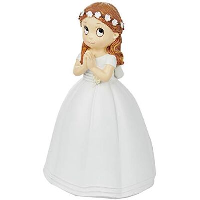 Mopec Nattvardsfigur flicka lång klänning och krona med blommor, konstharts, vit, 9,5 x 10,5 x 16,5 cm Mopec Nattvardsfigur flicka lång klänning och krona med blommor, konstharts, vit, 9,5 x 10,5 x 16,5 cm