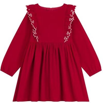 Petit Bateau Långärmad enfärgad sammetsklänning för barn Petit Bateau Långärmad enfärgad sammetsklänning för barn