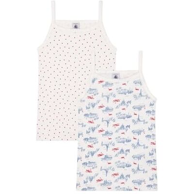 Petit Bateau hängslen skjorta för flickor (2-pack), Variant 1, 2 år Petit Bateau hängslen skjorta för flickor (2-pack), Variant 1, 2 år