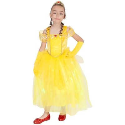 Rubie's Rubies Yellow Princess kostym för flickor, prinsessdräkt för flickor, klänning med handskar och tiara, för födelsedagar, presenter, jul, fester och karneval Rubie's Rubies Yellow Princess kostym för flickor, prinsessdräkt för flickor, klänning med handskar och tiara, för födelsedagar, presenter, jul, fester och karneval
