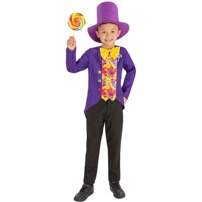 Smiffys Godis man kostym mockjacka med 3D fluga och topphatt, pojkar maskeradklänning, bokkaraktär utklädningsdräkter Smiffys Godis man kostym mockjacka med 3D fluga och topphatt, pojkar maskeradklänning, bokkaraktär utklädningsdräkter