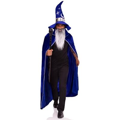 Leg Avenue 3-Piece Wizard Costume Kit with Cape, Hat and Beard – One Size – Blue Leg Avenue 3-Piece Wizard Costume Kit with Cape, Hat and Beard – One Size – Blue