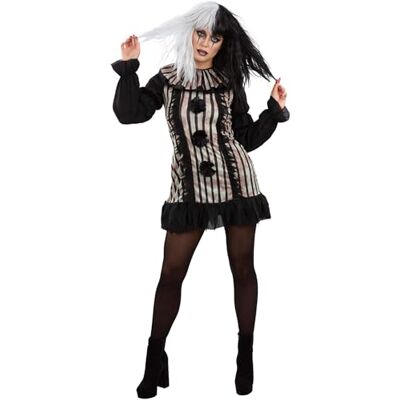 Smiffys Dark vintage clownkostym med klänning och hals volang, halloween vuxen maskeradklänning, halloween utklädnad kostymer Smiffys Dark vintage clownkostym med klänning och hals volang, halloween vuxen maskeradklänning, halloween utklädnad kostymer