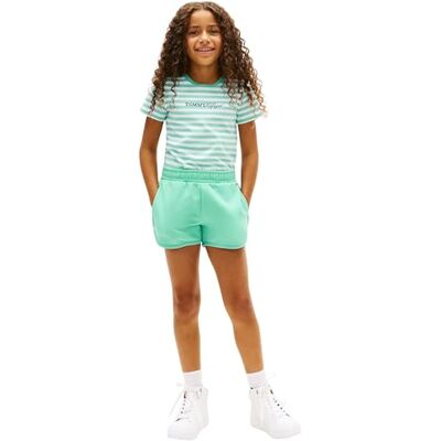 Tommy Hilfiger flickors glitter Tommy set KG0KG09349 kläder set, GRÖN (Tropical Tide), 4 år Tommy Hilfiger flickors glitter Tommy set KG0KG09349 kläder set, GRÖN (Tropical Tide), 4 år