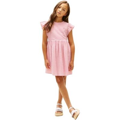 Tommy Hilfiger Seersucker klänning Ss KG0KG09165 klänningar, RÖD (röda varningsränder), 4 år Tommy Hilfiger Seersucker klänning Ss KG0KG09165 klänningar, RÖD (röda varningsränder), 4 år