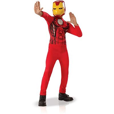 Rubie's RUBIES IRON MAN Officiell Marvel, Superhjältedräkt för barn, entréklass, storlek 7–8 år. Kostym med PVC-mask och overall för födelsedag, karneval Rubie's RUBIES IRON MAN Officiell Marvel, Superhjältedräkt för barn, entréklass, storlek 7–8 år. Kostym med PVC-mask och overall för födelsedag, karneval
