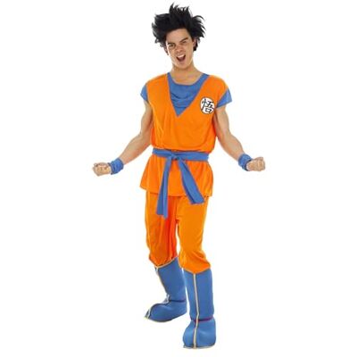 Chaks Goku Saiyajin, Dragon Ball kostym, 7-delat set för vuxna, maskeraddräkt, halloweenkostym och anime-fans Chaks Goku Saiyajin, Dragon Ball kostym, 7-delat set för vuxna, maskeraddräkt, halloweenkostym och anime-fans