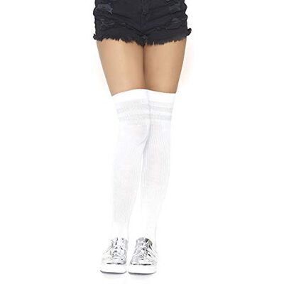 Leg Avenue 6919 Gerippte, sportliche halterlose Strümpfe, Einheitsgröße(Weiß, Silber) Leg Avenue 6919 Gerippte, sportliche halterlose Strümpfe, Einheitsgröße(Weiß, Silber)