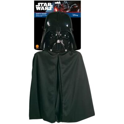 Rubie's RUBIES Star Wars officiell vuxenförklädnad med Darth Vader Cape och Mask tillbehörssats med svart lång cape med kardborreband och hård PVC-mask officiellt licensierad Star Wars-licens Rubie's RUBIES Star Wars officiell vuxenförklädnad med Darth Vader Cape och Mask tillbehörssats med svart lång cape med kardborreband och hård PVC-mask officiellt licensierad Star Wars-licens