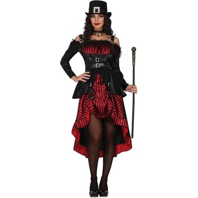 FIESTAS GUIRCA Gothic Woman vuxen kostym (42-44/L) Klänning Steampunk, Halloween och karnevaldräkter för maskeradfester perfekt för kvinnor svart och rött FIESTAS GUIRCA Gothic Woman vuxen kostym (42-44/L) Klänning Steampunk, Halloween och karnevaldräkter för maskeradfester perfekt för kvinnor svart och rött