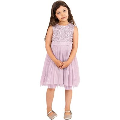 Maya Deluxe Midi-klänning för flickor, paljetter, utsmyckad, fest, tutu, brudtärnor, bröllop med bältesrosett, Orkidé is, 11-12 År Maya Deluxe Midi-klänning för flickor, paljetter, utsmyckad, fest, tutu, brudtärnor, bröllop med bältesrosett, Orkidé is, 11-12 År