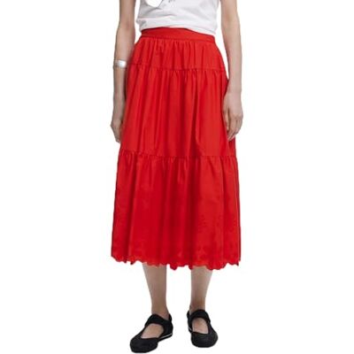 Desigual Fal_tolstoi kjol för kvinnor, Röd, L Desigual Fal_tolstoi kjol för kvinnor, Röd, L