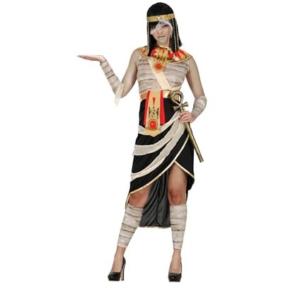 FIESTAS GUIRCA Egyptisk drottning mamma kostym (38–40/M) Klänning, värmare, bälte, hals och ärmar Egypten kostymer för Halloween och maskeradfester vuxen kvinna svart och vitt FIESTAS GUIRCA Egyptisk drottning mamma kostym (38–40/M) Klänning, värmare, bälte, hals och ärmar Egypten kostymer för Halloween och maskeradfester vuxen kvinna svart och vitt