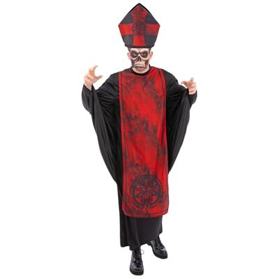 Smiffys kardinal synd kostym för män med röd rock hatt och dödskalle mask halloween maskeraddräkt solskådlig präst skräckkostym, Large-X-Large Smiffys kardinal synd kostym för män med röd rock hatt och dödskalle mask halloween maskeraddräkt solskådlig präst skräckkostym, Large-X-Large