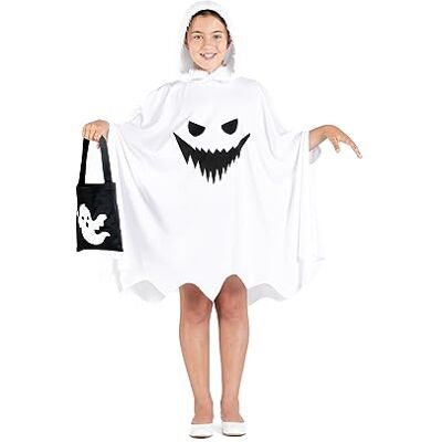 Ciao Baby Ghost Fashion hooded poncho with fur costume disguise fancy dress girl (One size 5-9 years) with Trick-or-Treat bag Ciao Baby Ghost Fashion hooded poncho with fur costume disguise fancy dress girl (One size 5-9 years) with Trick-or-Treat bag