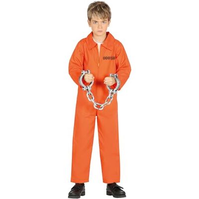 FIESTAS GUIRCA Fängslande orange kragedräkt för barn Orange fångdräkt Halloween-kostymer för barn mellan 3 och 4 år FIESTAS GUIRCA Fängslande orange kragedräkt för barn Orange fångdräkt Halloween-kostymer för barn mellan 3 och 4 år