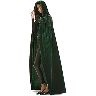 Evlatte Sammet mantel, vuxen mantel med huva sammet cape halloween häxa kostym för män och kvinnor cosplay kostymer 145 cm, grön, L Evlatte Sammet mantel, vuxen mantel med huva sammet cape halloween häxa kostym för män och kvinnor cosplay kostymer 145 cm, grön, L