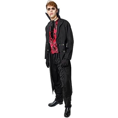 Rubie's Rubies Count Dracula Deluxe kostym för män, Jacket med lyfta, väst, byxor och handskar, Officiell Halloween, Carnival, Fester och Cosplay Rubie's Rubies Count Dracula Deluxe kostym för män, Jacket med lyfta, väst, byxor och handskar, Officiell Halloween, Carnival, Fester och Cosplay