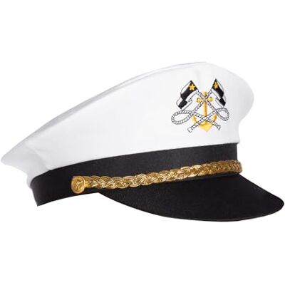 WILBERS & WILBERS Wilbers&Wilbers 9753 – robust kaptenhatt, vit, marin, för karneval, temafester WILBERS & WILBERS Wilbers&Wilbers 9753 – robust kaptenhatt, vit, marin, för karneval, temafester