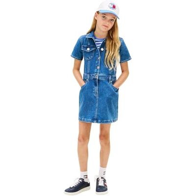 Tommy Hilfiger Flickors denim truckerklänning Ss KG0KG09357 klänningar, denim (Truebluedenim), 4 år Tommy Hilfiger Flickors denim truckerklänning Ss KG0KG09357 klänningar, denim (Truebluedenim), 4 år