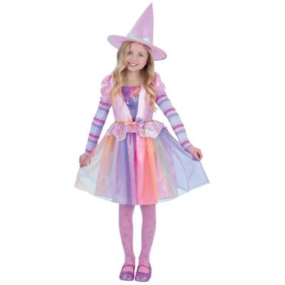 Smiffys Pastell regnbåge häxa kostym med klänning, hatt och tights, halloween barn maskeradklänning, halloween utklädningsdräkter Smiffys Pastell regnbåge häxa kostym med klänning, hatt och tights, halloween barn maskeradklänning, halloween utklädningsdräkter