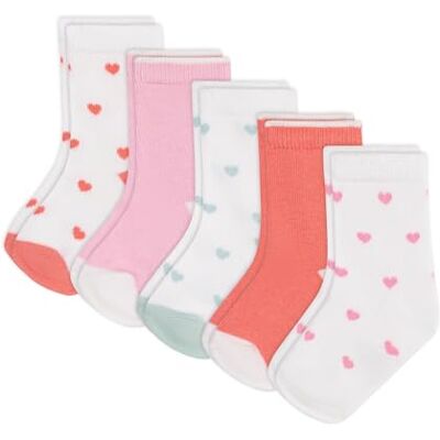 Petit Bateau 5 par bomullsstrumpor för flickor med hjärtan A0g0z01 babytillbehör (set om 5) Petit Bateau 5 par bomullsstrumpor för flickor med hjärtan A0g0z01 babytillbehör (set om 5)