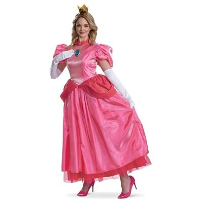 Disguise Prinsessan Peach-dräkt från Super Mario för vuxna, officiellt licensierad av . Innehåller en prinsessklänning, krona och vita handskar. Högkvalitativ design. Damstorlek 38-40. Disguise Prinsessan Peach-dräkt från Super Mario för vuxna, officiellt licensierad av . Innehåller en prinsessklänning, krona och vita handskar. Högkvalitativ design. Damstorlek 38-40.