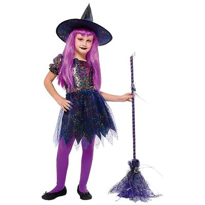 Rubie's Rubies Brilli Brilli häxdräkt för flickor, klänning, hatt och strumpor, officiell rubies för halloween, karneval, födelsedagar och fester Rubie's Rubies Brilli Brilli häxdräkt för flickor, klänning, hatt och strumpor, officiell rubies för halloween, karneval, födelsedagar och fester