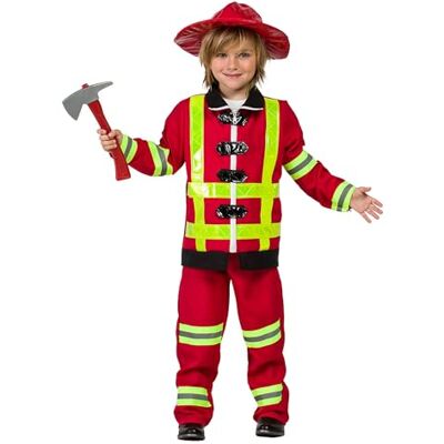 Boland Brandkårsdräkt för barn, utklädnad i 3 delar för temafester, halloween eller karneval, brandkår Boland Brandkårsdräkt för barn, utklädnad i 3 delar för temafester, halloween eller karneval, brandkår