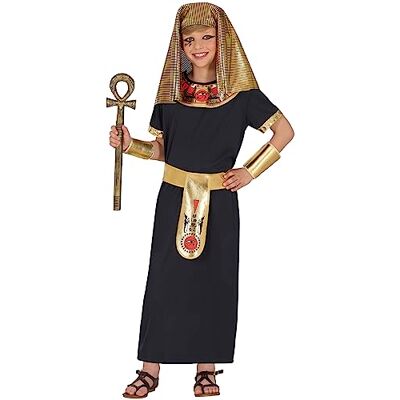 FIESTAS GUIRCA Farao Svart Pojke Kostym Egyptisk kung Tunika med Guldhuvudbonad Barndräkt 10-12 år FIESTAS GUIRCA Farao Svart Pojke Kostym Egyptisk kung Tunika med Guldhuvudbonad Barndräkt 10-12 år