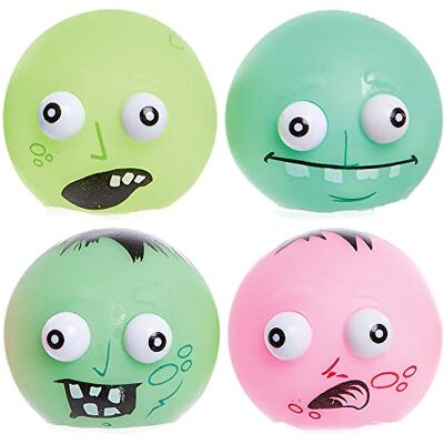 Baker Ross FX420 Zombie Monster Squeezy Hoppbollar Förpackning med 4, Halloween Party Påse Fyllare för Barn Loot Bags, Leksaker för Barn Baker Ross FX420 Zombie Monster Squeezy Hoppbollar Förpackning med 4, Halloween Party Påse Fyllare för Barn Loot Bags, Leksaker för Barn