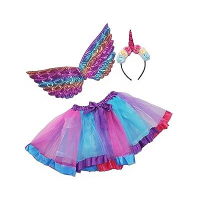 Ciao Moonshine Unicorn disguise kit (tutu skirt, wings, tiara with horn), multicolor Ciao Moonshine Unicorn disguise kit (tutu skirt, wings, tiara with horn), multicolor