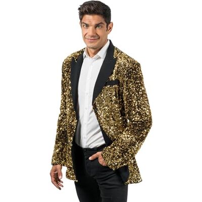 Chaks – paljettjacka, glitterkavaj för festival, karneval, nyårsafton, paljettjacka för showman-kostym Chaks – paljettjacka, glitterkavaj för festival, karneval, nyårsafton, paljettjacka för showman-kostym