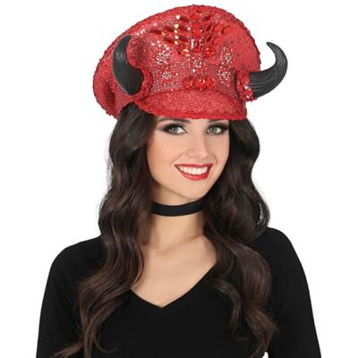 FIESTAS GUIRCA Röd polismössa med horn Kostymtillbehör för Halloween och karneval perfekt för maskeradfester och fester (unisex vuxen) röd FIESTAS GUIRCA Röd polismössa med horn Kostymtillbehör för Halloween och karneval perfekt för maskeradfester och fester (unisex vuxen) röd