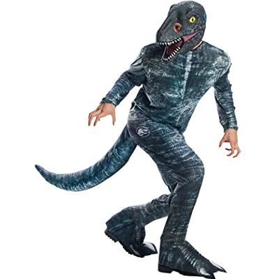 Rubie's Rubies officiella Jurassic World Blue Velociraptor dinosaurie vuxen kostym, vuxen maskeraddräkt halloween Rubie's Rubies officiella Jurassic World Blue Velociraptor dinosaurie vuxen kostym, vuxen maskeraddräkt halloween