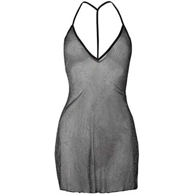 Leg Avenue Lurex Y-Back klänning svart, silver S Leg Avenue Lurex Y-Back klänning svart, silver S