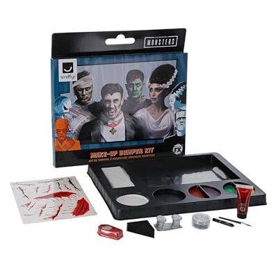 Smiffys Universellt monster smink stötfångarkit, vuxna aquakannor, överföringar, blod, krita och skimmer pulver, officiella universella monster licenssats perfekt för halloween-teman Smiffys Universellt monster smink stötfångarkit, vuxna aquakannor, överföringar, blod, krita och skimmer pulver, officiella universella monster licenssats perfekt för halloween-teman